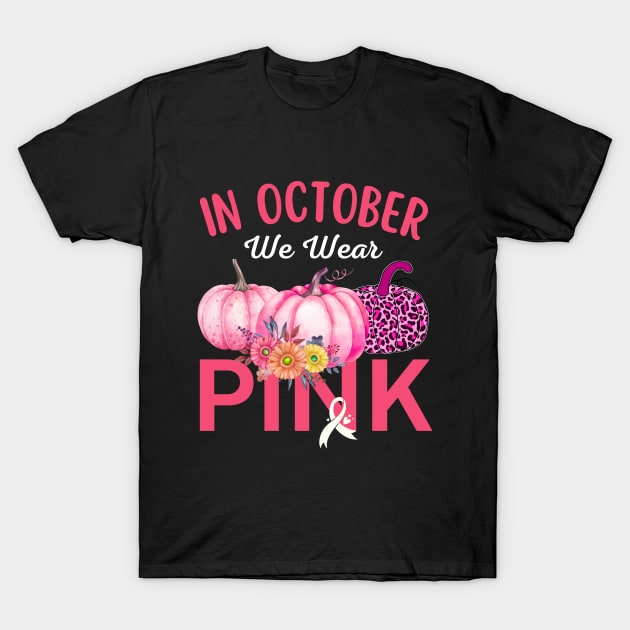 Cute Pink Pumpkins Breast Cancer Awareness Month T-Shirt by Illustradise